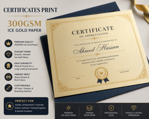 Certificates Print 300gsm Ice Gold Paper